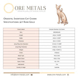 9ct Rose Gold - Oriental Shorthair Cat Charm