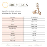 9ct Rose Gold - Vespa Motor Scooter Charm