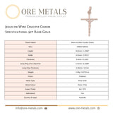 9ct Rose Gold - Jesus on Wire Crucifix Charm