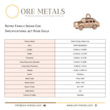 9ct Rose Gold - Retro Family Sedan Car Charm