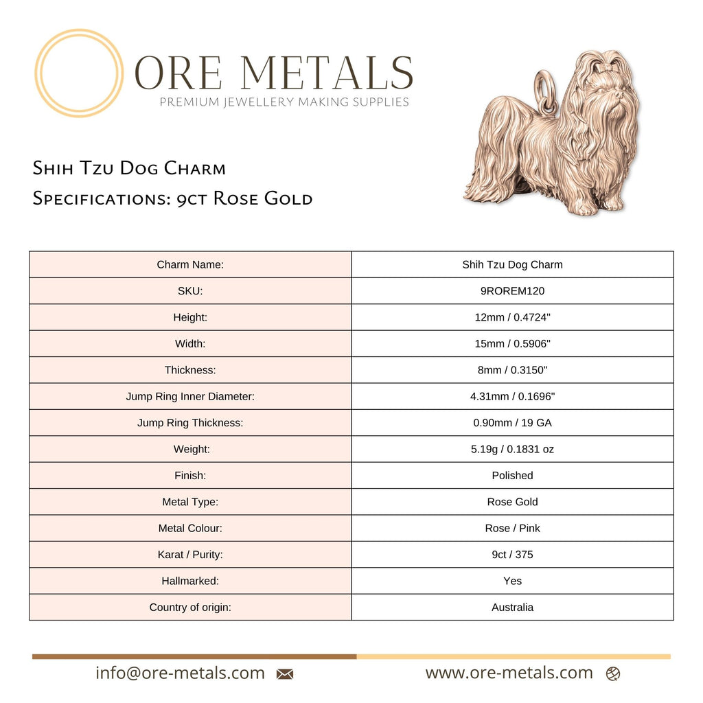 9ct Rose Gold - Shih Tzu Dog Charm
