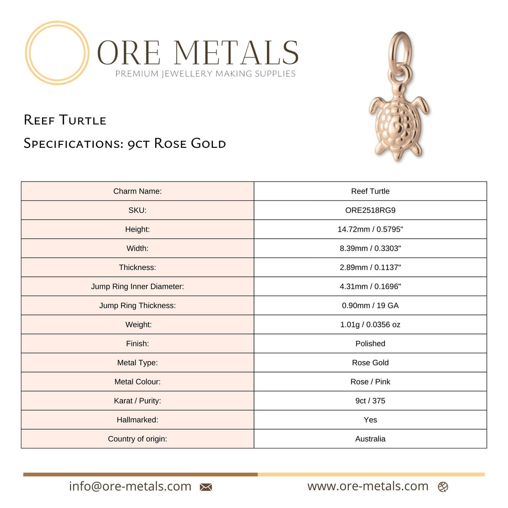 9ct Rose Gold - Reef Turtle Charm