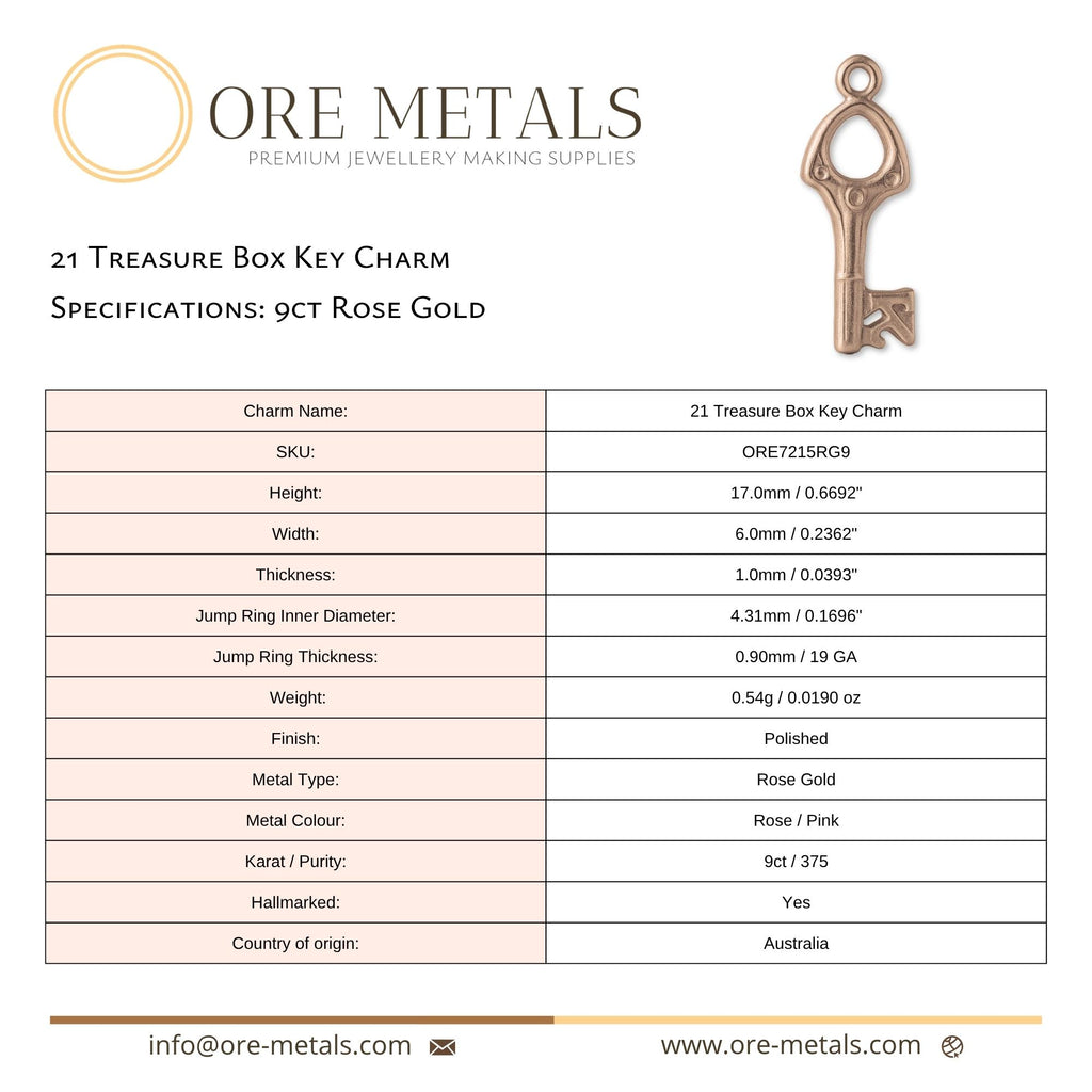 9ct Rose Gold - Openwork 21 House Key Charm