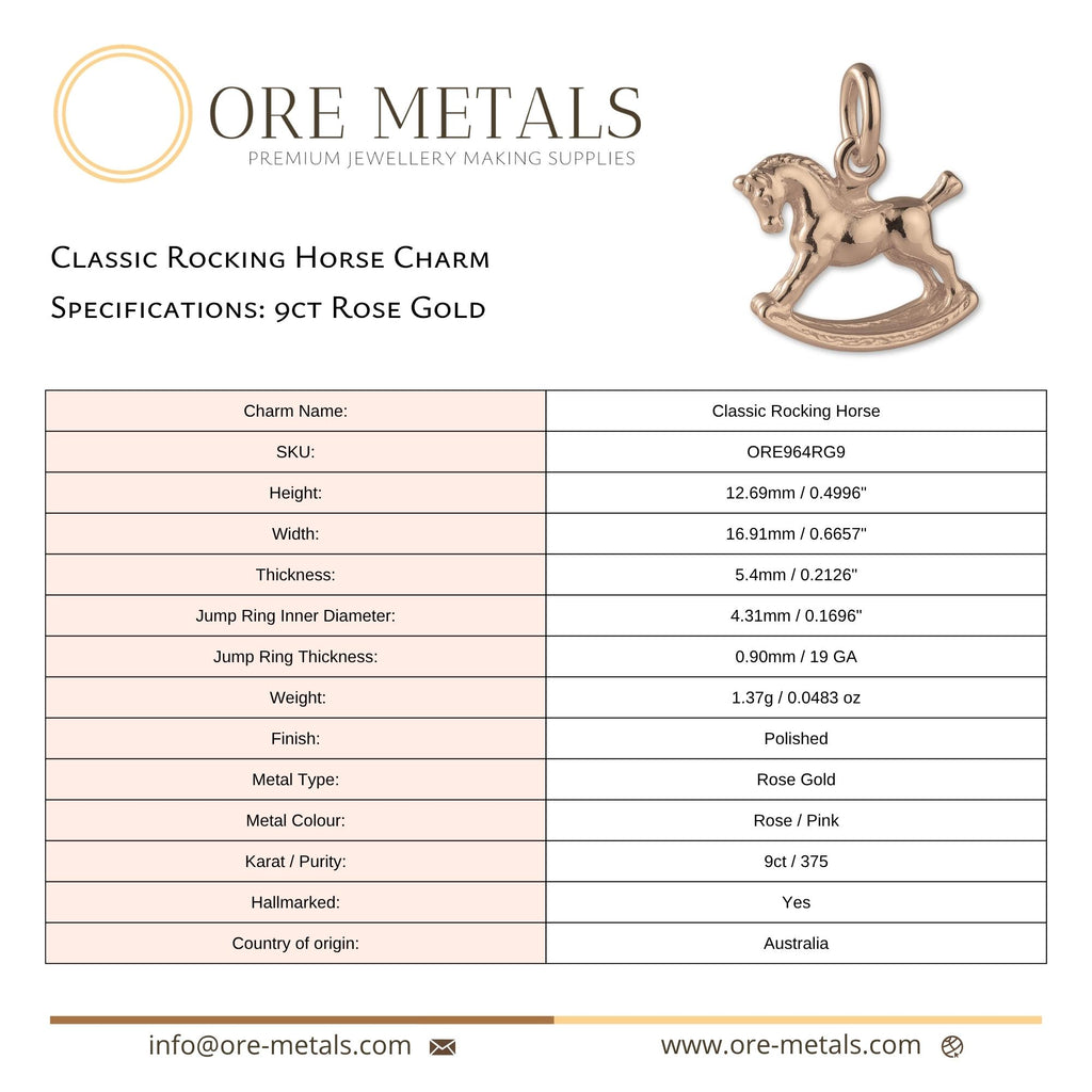 9ct Rose Gold - Classic Rocking Horse Charm