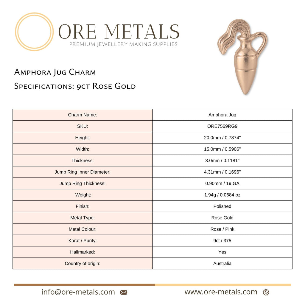 9ct Rose Gold - Amphora Jug Charm