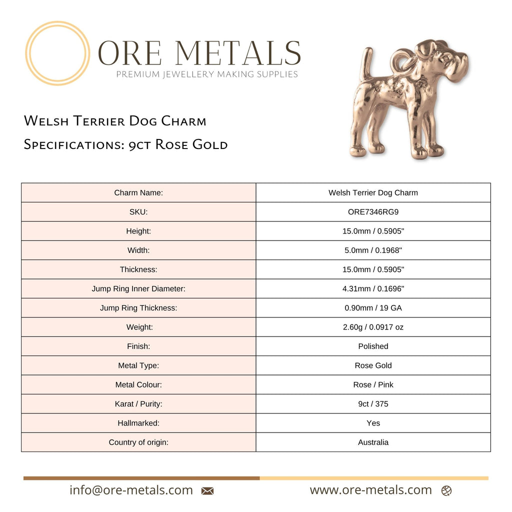 9ct Rose Gold - Welsh Terrier Dog Charm