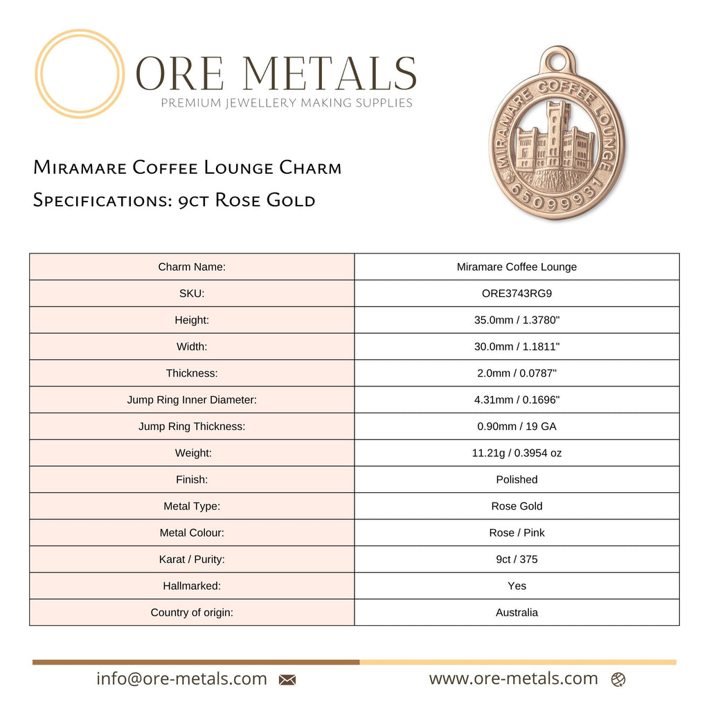 9ct Rose Gold - Miramare Coffee Lounge Charm