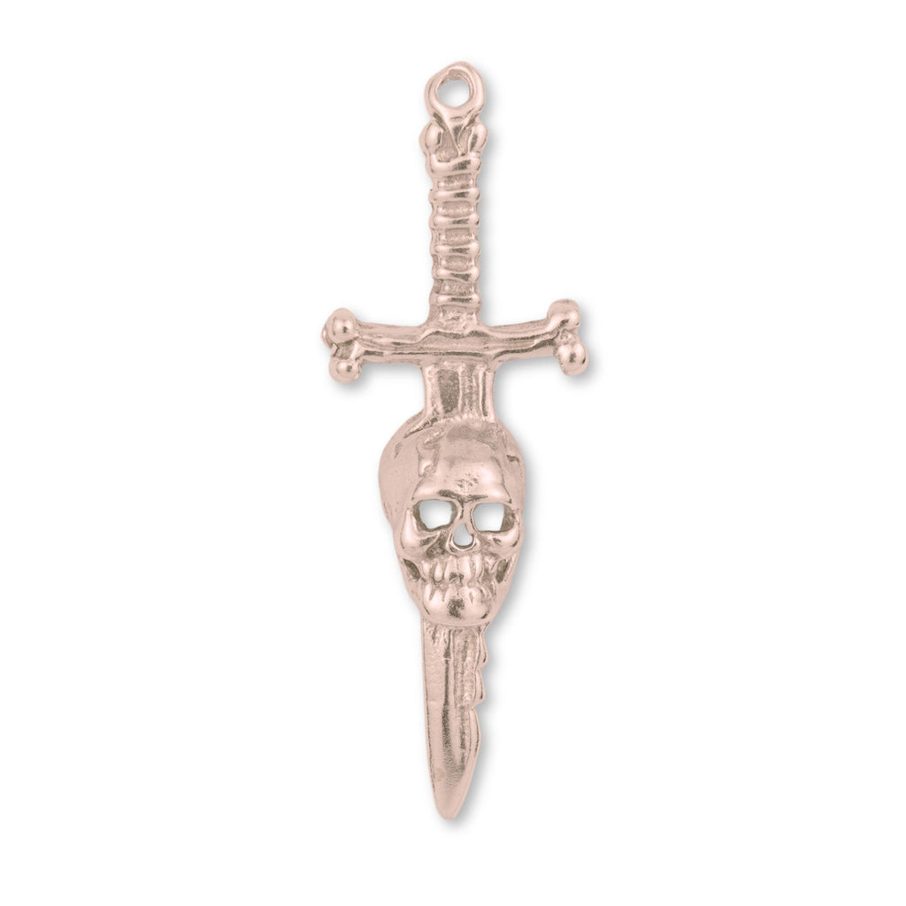 9ct Rose Gold - Skull Sword Charm