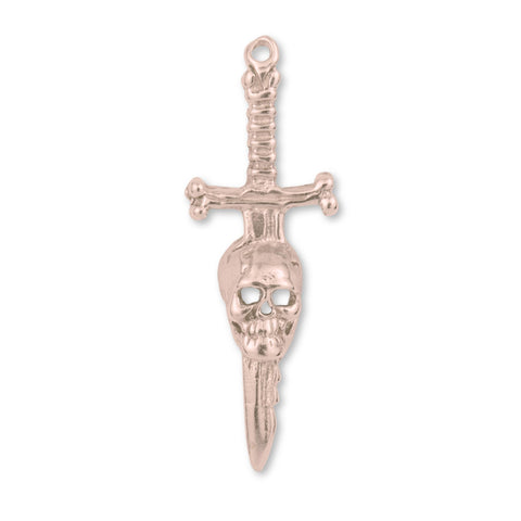 9ct Rose Gold - Skull Sword Charm