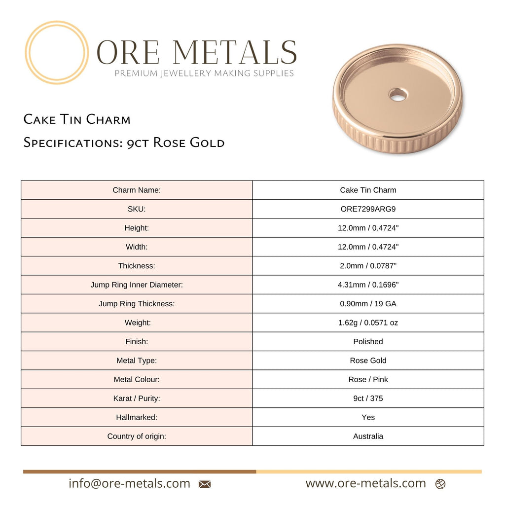 9ct Rose Gold - Cake Tin Charm