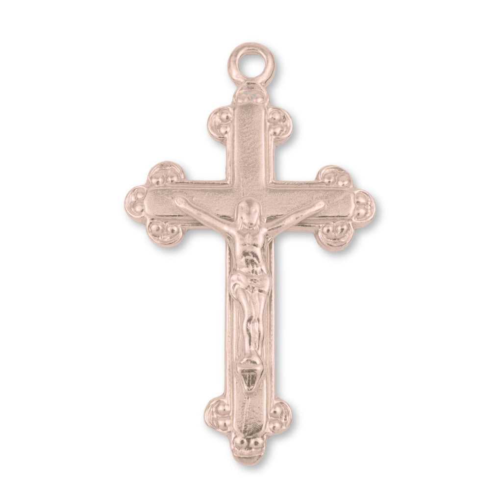 18ct Rose Gold - Jesus on Budded Crucifix Charm