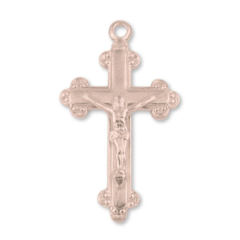 18ct Rose Gold - Jesus on Budded Crucifix Charm