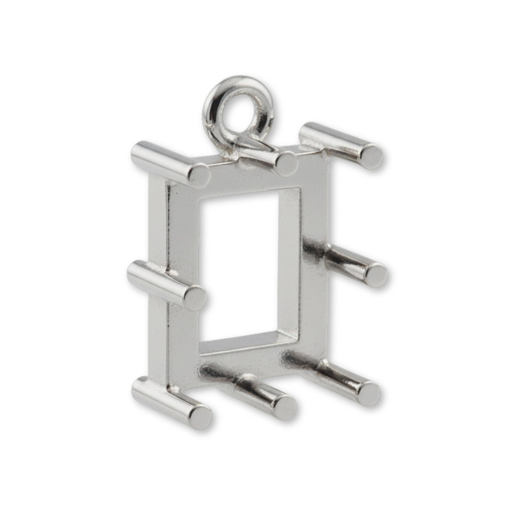 9ct White Gold - Rectangle Prong Setting