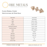 9ct Rose Gold - Classic Barbell Charm