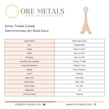 9ct Rose Gold - Eiffel Tower Charm