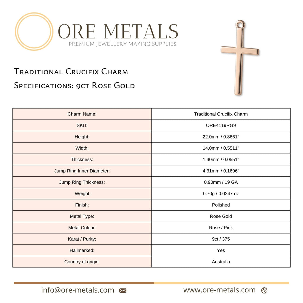 9ct Rose Gold - Traditional Crucifix Charm