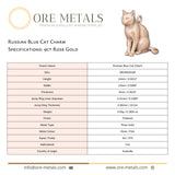 9ct Rose Gold - Russian Blue Cat Charm