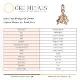 9ct Rose Gold - Christmas Mistletoe Charm