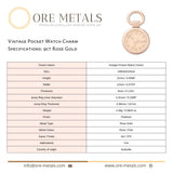 9ct Rose Gold - Vintage Pocket Watch Charm