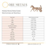 9ct Rose Gold - Harness Racing Horse Charm