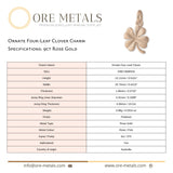 9ct Rose Gold - Ornate Four-Leaf Clover Charm