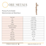 9ct Rose Gold - Piccolo Flute Charm