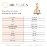 9ct Rose Gold - Ornate Mini Bell Charm