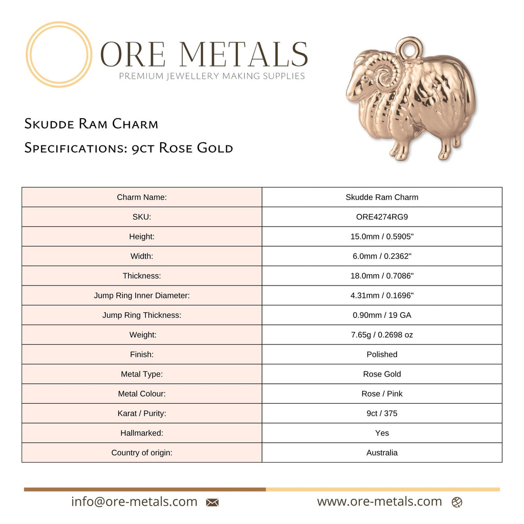 9ct Rose Gold - Skudde Ram Charm