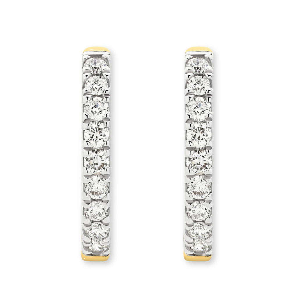 9ct Yellow Gold | 0.3ct GH/SI - Diamond Clicker Hoop Earrings