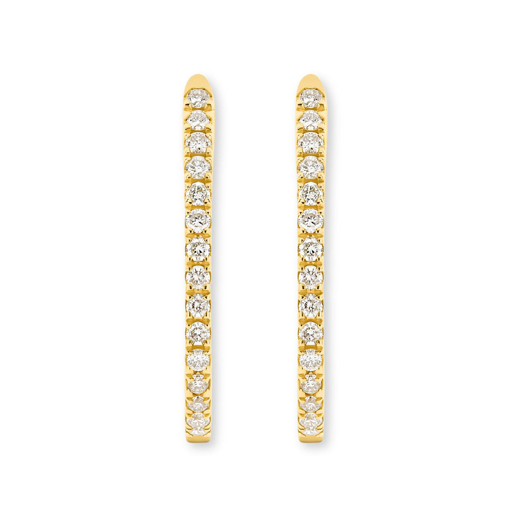 18ct Yellow Gold | 0.15ct GH/SI - Dainty Diamond Hoop Earrings