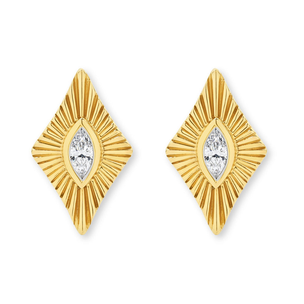 18ct Yellow Gold | 0.1ct GH/SI - Marquise Diamond Stud Earrings