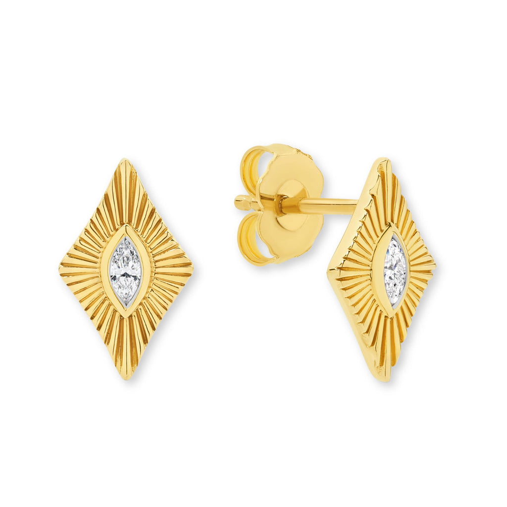 18ct Yellow Gold | 0.1ct GH/SI - Marquise Diamond Stud Earrings