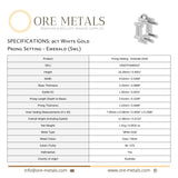 9ct White Gold - Emerald Prong Setting