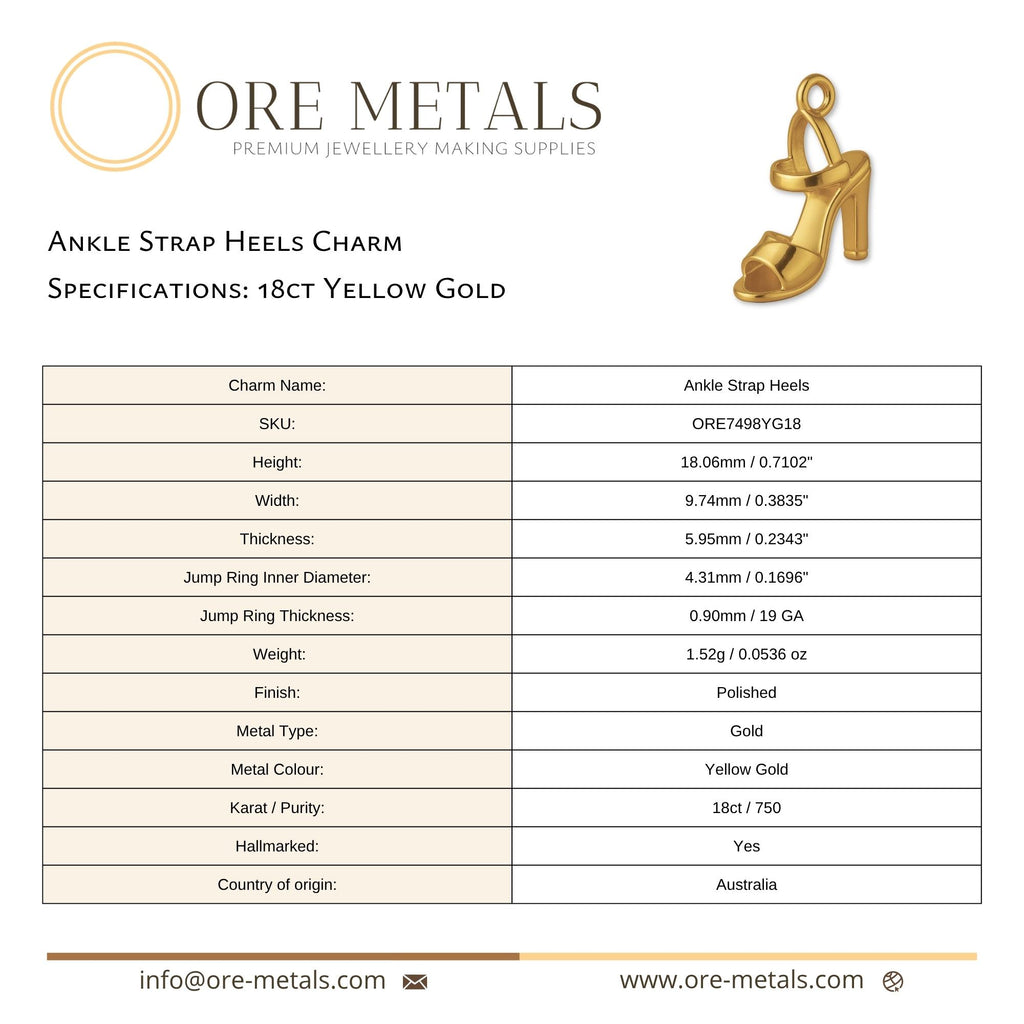 18ct Yellow Gold - Ankle Strap Heels Charm