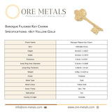 18ct Yellow Gold - Baroque Filigree Key Charm