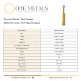 18ct Yellow Gold - Classic Cricket Bat Charm