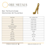 18ct Yellow Gold - Bow Toe Stiletto Charm