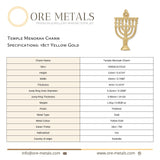 18ct Yellow Gold - Temple Menorah Charm