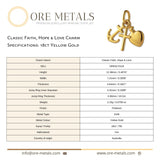 18ct Yellow Gold - Classic Faith, Hope & Love Charm