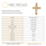 18ct Yellow Gold - Ornate Open Crucifix Charm