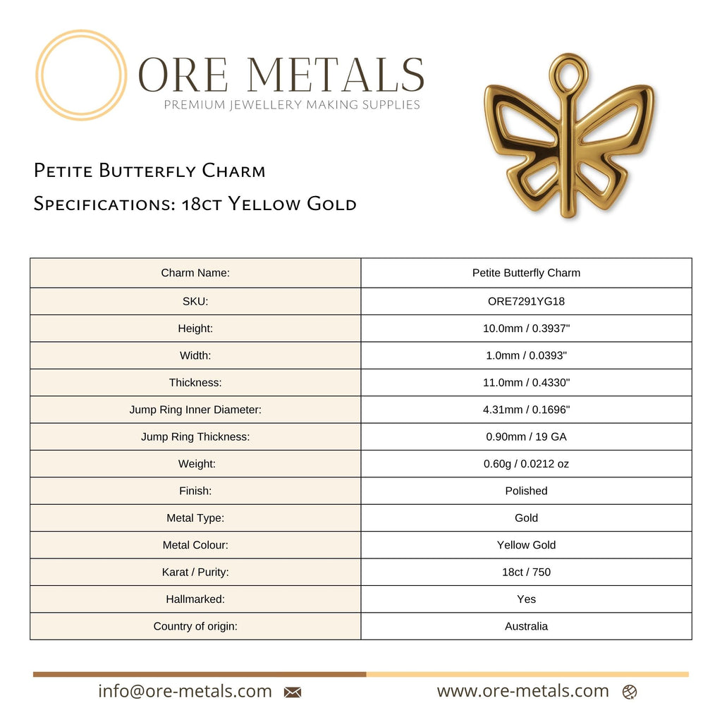 18ct Yellow Gold - Petite Butterfly Charm