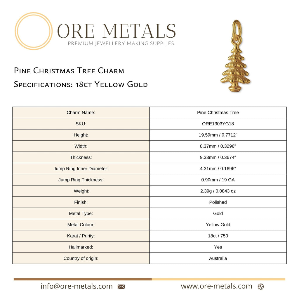 18ct Yellow Gold - Pine Christmas Tree Charm