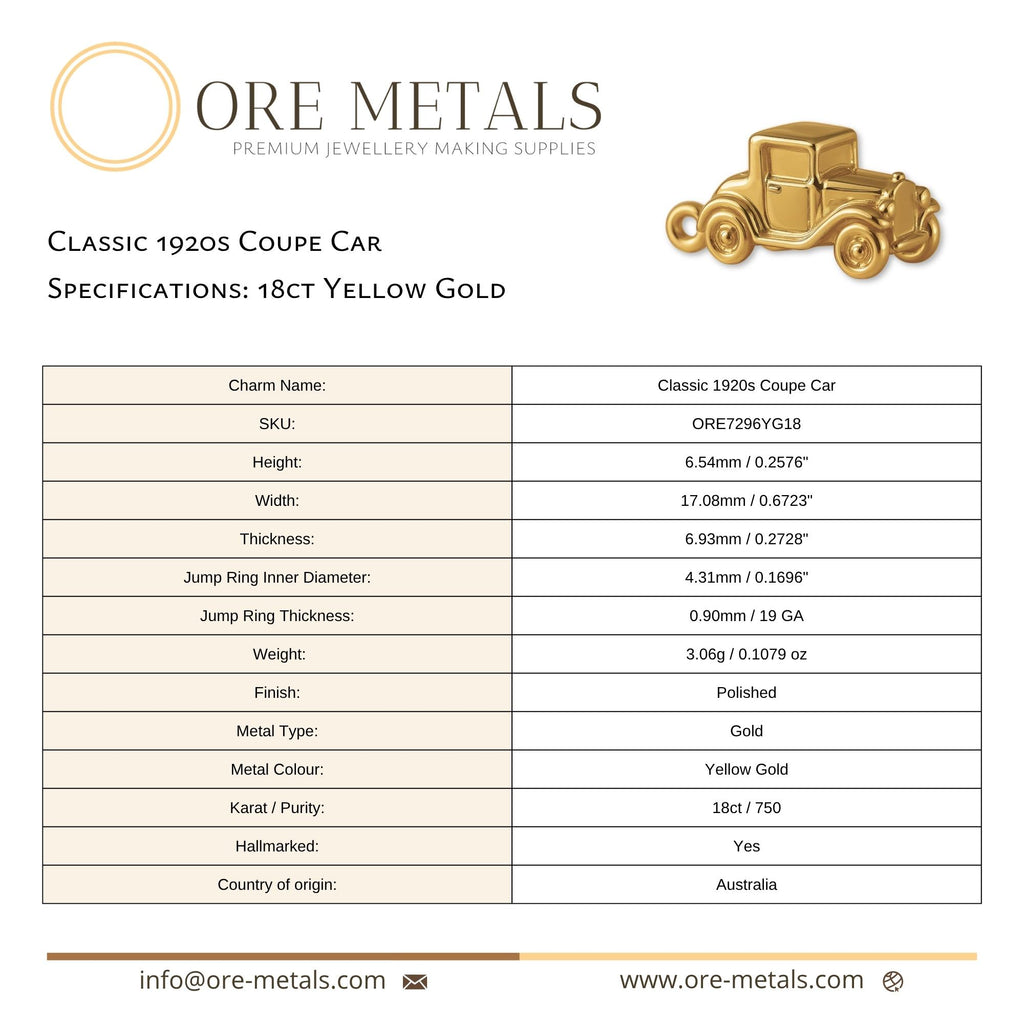 18ct Yellow Gold Classic - 1920s Coupe Car Charm