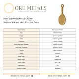 18ct Yellow Gold - Mini Squash Racket Charm
