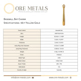 18ct Yellow Gold - Baseball Bat Charm