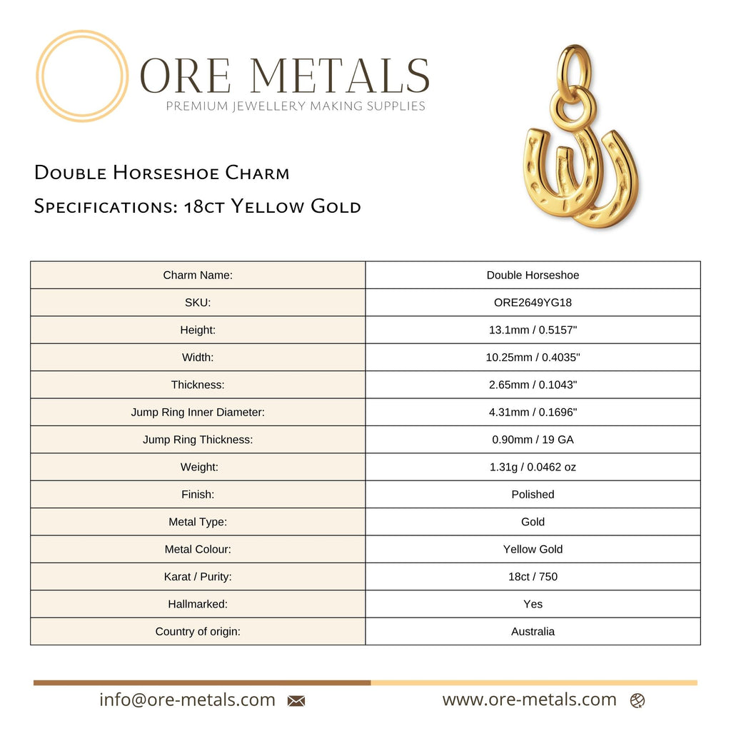 18ct Yellow Gold - Double Horseshoe Charm