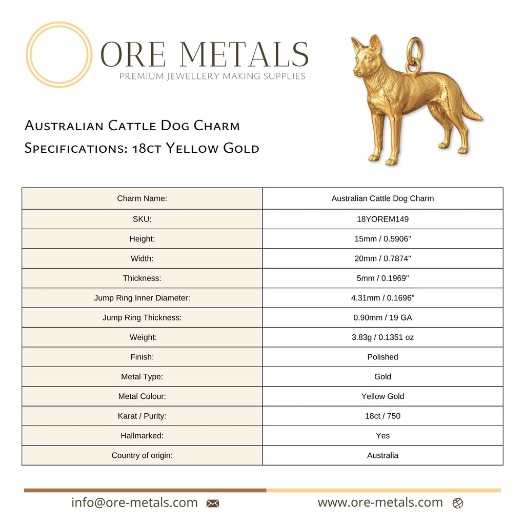 18ct Yellow Gold - Australian Cattle Dog Charm