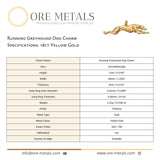 18ct Yellow Gold - Running Greyhound Dog Charm