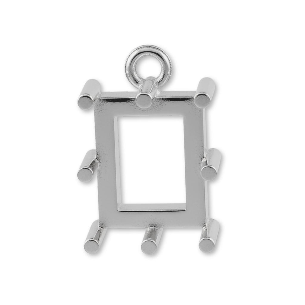 9ct White Gold - Rectangle Prong Setting