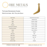 18ct Yellow Gold - Textured Boomerang Charm